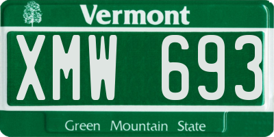 VT license plate XMW693