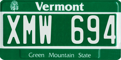 VT license plate XMW694