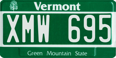 VT license plate XMW695