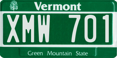 VT license plate XMW701