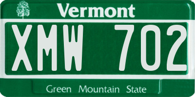 VT license plate XMW702