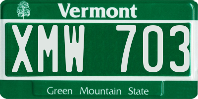 VT license plate XMW703