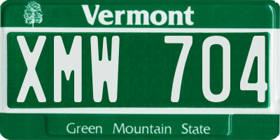 VT license plate XMW704