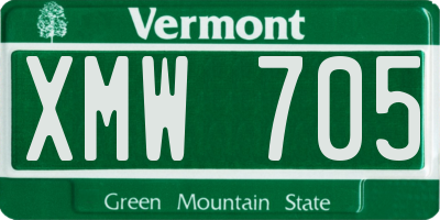 VT license plate XMW705