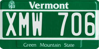 VT license plate XMW706