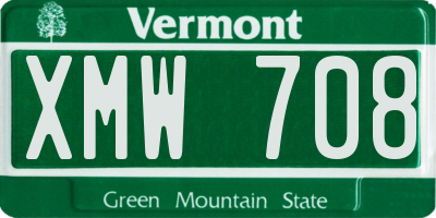 VT license plate XMW708