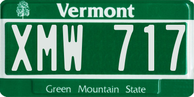 VT license plate XMW717