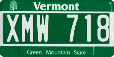 VT license plate XMW718