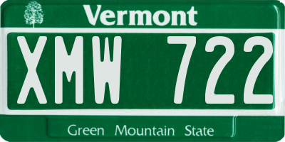 VT license plate XMW722