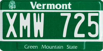 VT license plate XMW725