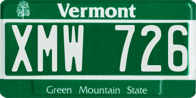 VT license plate XMW726