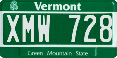 VT license plate XMW728