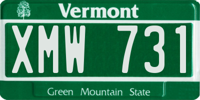 VT license plate XMW731