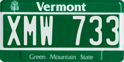 VT license plate XMW733