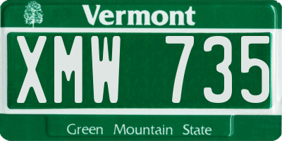 VT license plate XMW735