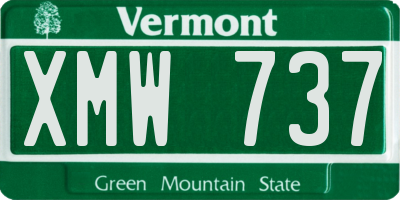 VT license plate XMW737