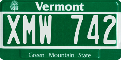 VT license plate XMW742