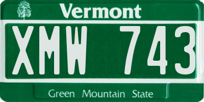 VT license plate XMW743