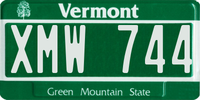 VT license plate XMW744