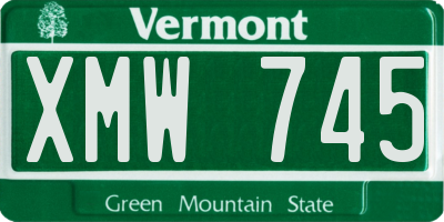 VT license plate XMW745