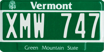 VT license plate XMW747