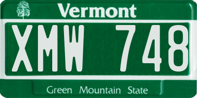 VT license plate XMW748