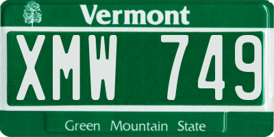 VT license plate XMW749