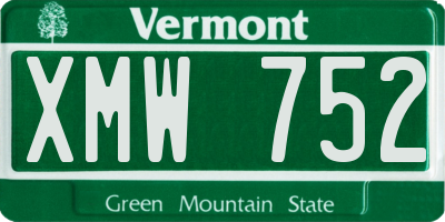 VT license plate XMW752