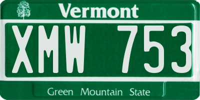 VT license plate XMW753
