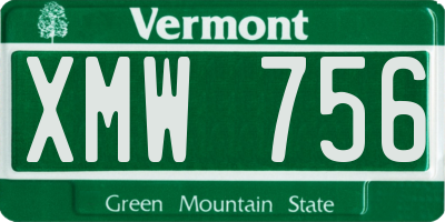 VT license plate XMW756