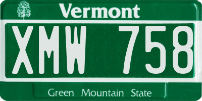 VT license plate XMW758