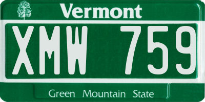 VT license plate XMW759