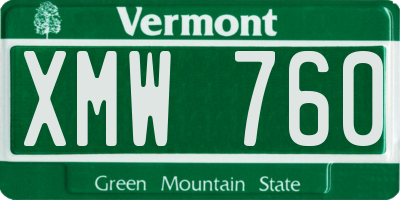 VT license plate XMW760