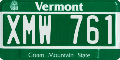 VT license plate XMW761