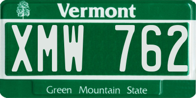 VT license plate XMW762