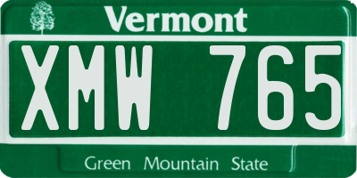 VT license plate XMW765