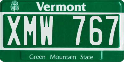 VT license plate XMW767