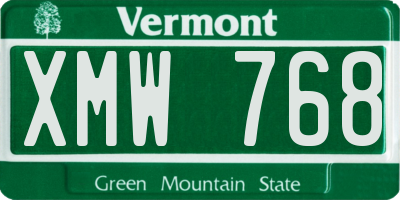 VT license plate XMW768