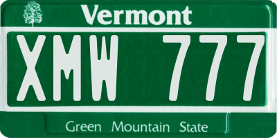 VT license plate XMW777