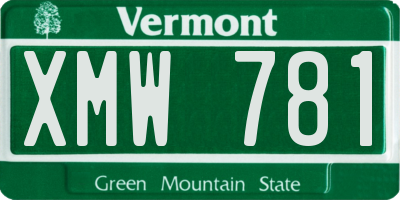 VT license plate XMW781