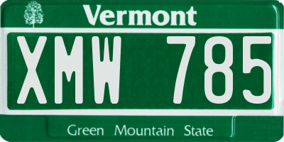VT license plate XMW785