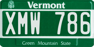 VT license plate XMW786