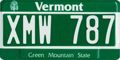 VT license plate XMW787