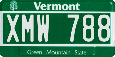 VT license plate XMW788