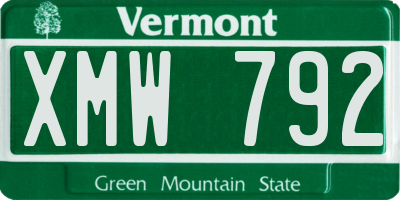 VT license plate XMW792