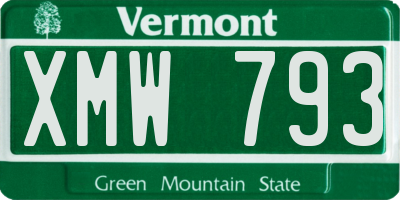 VT license plate XMW793