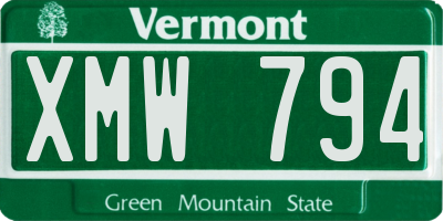 VT license plate XMW794