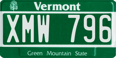 VT license plate XMW796