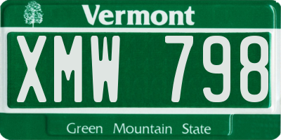 VT license plate XMW798