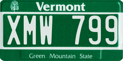 VT license plate XMW799